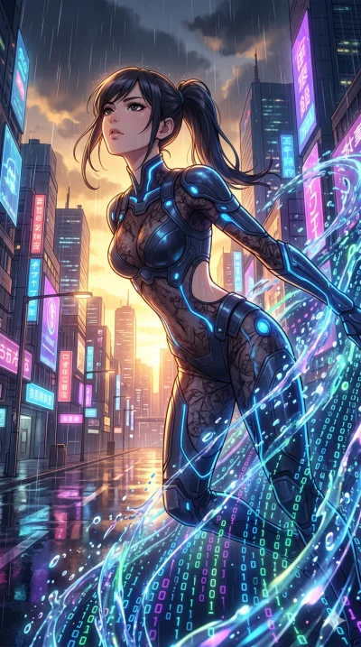 score_9, masterpiece, best quality, ultra-detailed, High-budget Anime Keyframe, vibrant colors, fluid line-art, expressive lighting, cinematic composition, Ufotable-style visual effects, top-tier animation quality, Japanese woman with delicate and el