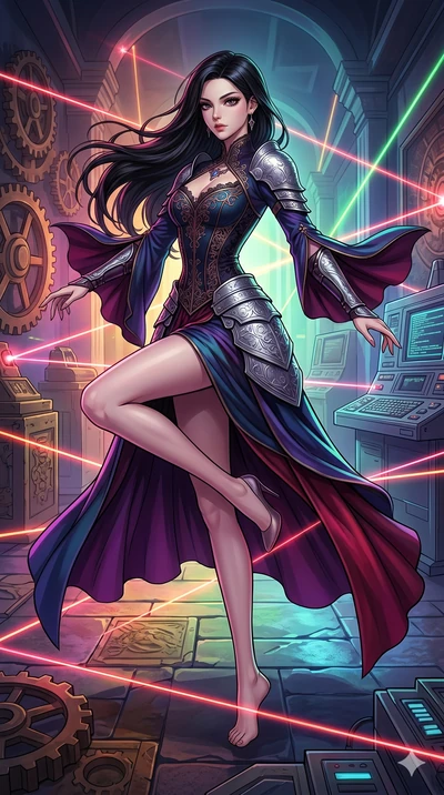 score_9, masterpiece, best quality, ultra-detailed, high-budget anime movie keyframe, cinematic anime lighting, intricate line art, Japanese woman. Dynamic full-body shot stretching the vertical silhouette with extreme perspective. navigating a field
