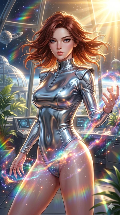 score_9, masterpiece, best quality, ultra-detailed, high-budget anime keyframe, semi-realistic 3D game render, Korean woman. Upper body close-up from the thighs up, character filling the screen for maximum presence. She is posing with dynamic energy 