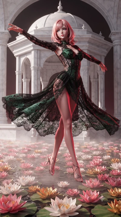 score_9, masterpiece, best quality, ultra-detailed, high-budget anime keyframe, editorial fashion photography, tasteful artistic composition, Japanese woman. low angle full-body shot from head to toe showing her feet, filling the entire 9:16 vertical