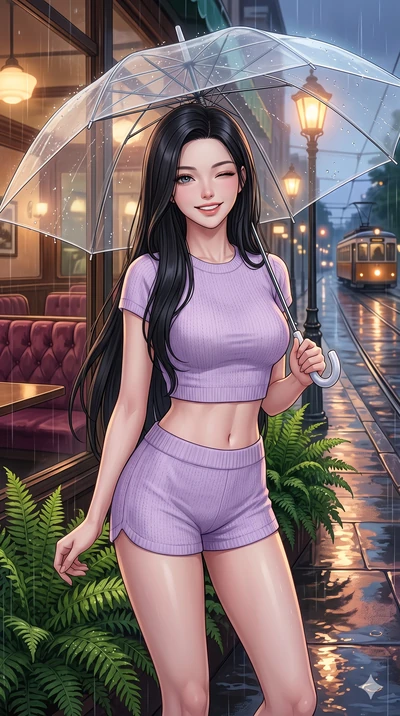 score_9, masterpiece, best quality, ultra-detailed, high-budget anime keyframe, vibrant anime aesthetic, Korean woman. close-up cowboy shot from the waist and thighs up, the character dominates the composition, filling the frame with her large presen