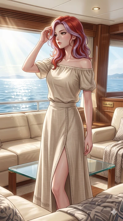 score_9, masterpiece, best quality, ultra-detailed, high-budget anime keyframe, editorial fashion photography, tasteful artistic composition, Caucasian woman, strictly human ears. cowboy shot from the thighs up, character and outfit filling the frame