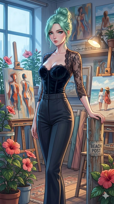 score_9, masterpiece, best quality, ultra-detailed, high-budget anime keyframe, editorial fashion photography, tasteful artistic composition, Japanese woman. cowboy shot from the thighs up, character and outfit filling the frame for maximum editorial