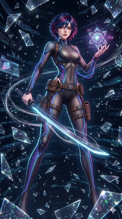 score_9, masterpiece, best quality, ultra-detailed, Set A: High-budget Anime Keyframe, Korean woman. Low angle cowboy shot filling the entire 9:16 frame with her statuesque presence. Adjusting a mask through a clockwork desert, while her shadow mimic