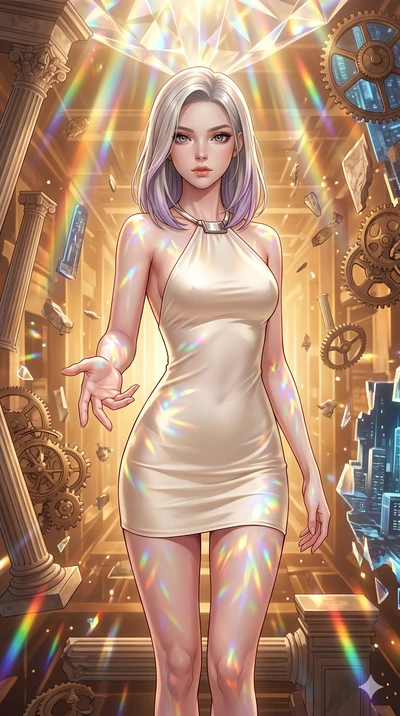 score_9, masterpiece, best quality, ultra-detailed, high-budget anime keyframe, editorial fashion photography, tasteful artistic composition, Caucasian woman, strictly human ears. cowboy shot from the thighs up, character and outfit filling the frame