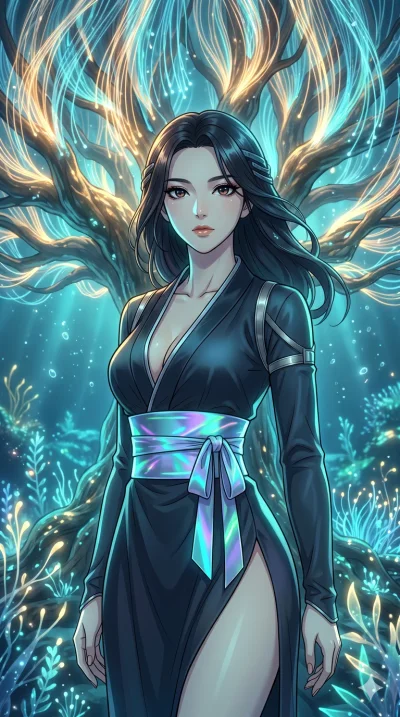 score_9, masterpiece, best quality, ultra-detailed, High-budget Anime Keyframe, vibrant colors, fluid line-art, expressive lighting, cinematic composition, Ufotable-style visual effects, top-tier animation quality, Korean woman with idol-like refined
