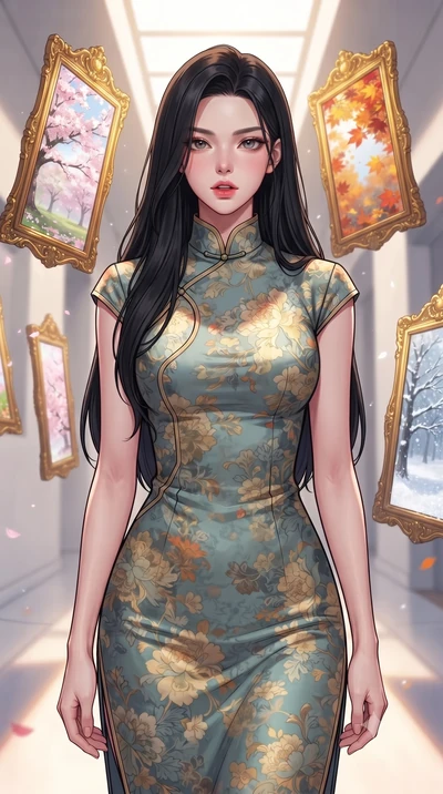 score_9, masterpiece, best quality, ultra-detailed, high-budget anime keyframe, gorgeous anime illustration, with clean line-art, distinct ink outlines, and high-contrast stereoscopic depth, Korean woman. close-up cowboy shot from the waist and thigh