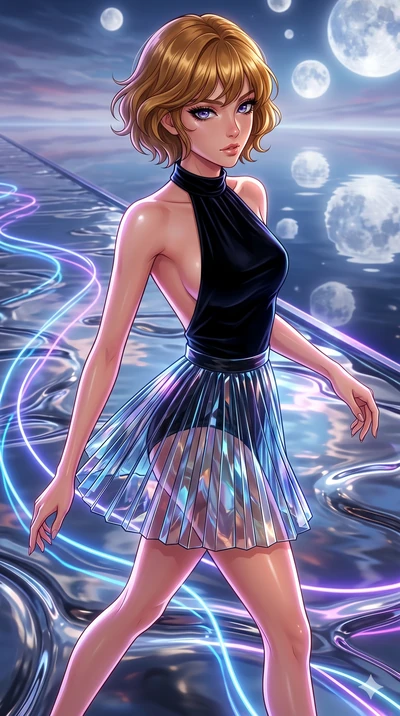 score_9, masterpiece, best quality, ultra-detailed, high-budget anime keyframe, editorial fashion photography, tasteful artistic composition, Korean woman. upper body close-up from the thighs up, character filling the screen for maximum presence. ste