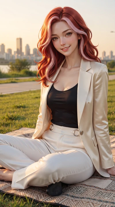 score_9, masterpiece, best quality, ultra-detailed, high-budget anime keyframe, editorial fashion photography, tasteful artistic composition, Caucasian woman. close-up cowboy shot from the waist and thighs up, the character dominates the composition,