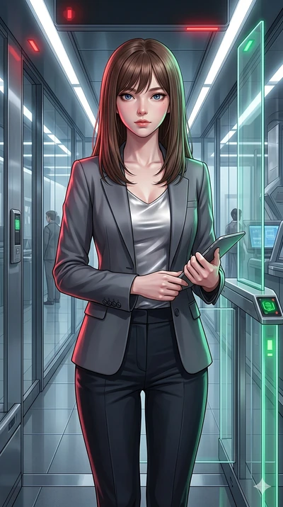 score_9, masterpiece, best quality, ultra-detailed, high-budget anime keyframe, editorial fashion photography, tasteful artistic composition, Korean woman. Upper body close-up from the thighs up, character filling the screen for maximum presence. Sta