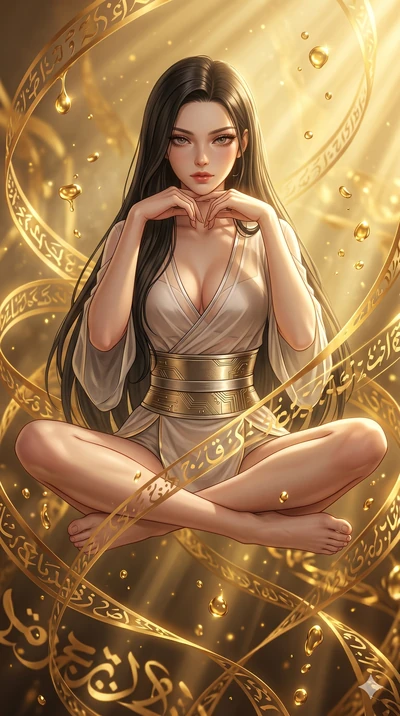 score_9, masterpiece, best quality, ultra-detailed, high-budget anime keyframe, editorial fashion photography, tasteful artistic composition, Korean woman. Upper body close-up from the thighs up, character filling the screen for maximum presence. She
