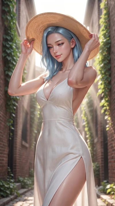 score_9, masterpiece, best quality, ultra-detailed, high-budget anime keyframe, editorial fashion photography, tasteful artistic composition, Korean woman woman. close-up cowboy shot from the waist and thighs up, the character dominates the compositi