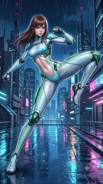 score_9, masterpiece, best quality, ultra-detailed, high-budget anime keyframe, semi-realistic 3D game render, editorial fashion photography, tasteful artistic composition, Korean woman. low angle full-body shot from head to toe showing her feet, fil