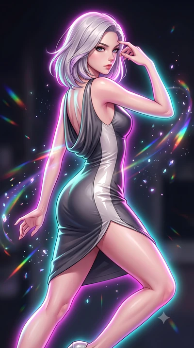 score_9, masterpiece, best quality, ultra-detailed, high-budget anime keyframe, editorial fashion photography, tasteful artistic composition, Caucasian woman. close-up cowboy shot from the waist and thighs up, the character dominates the composition,
