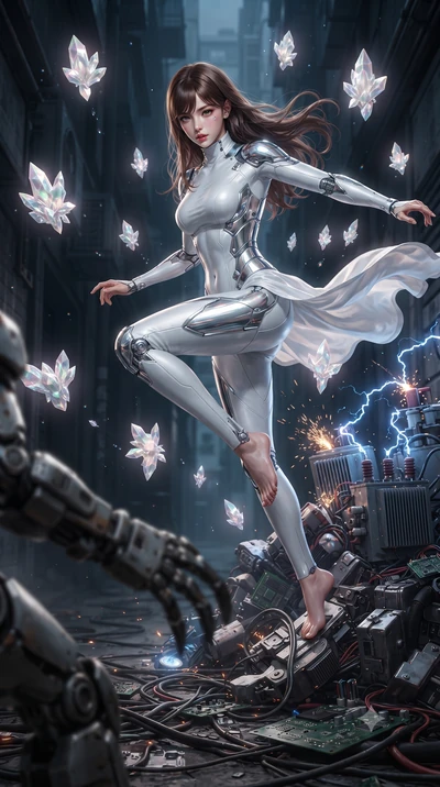 score_9, masterpiece, best quality, ultra-detailed, high-budget anime keyframe, editorial fashion photography, tasteful artistic composition, realistic cosplay photography, Korean woman. low angle full-body shot from head to toe showing her feet, fil