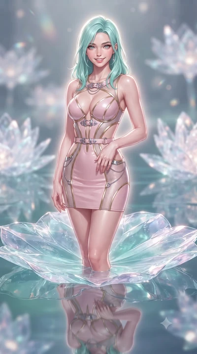 score_9, masterpiece, best quality, ultra-detailed, high-budget anime keyframe, editorial fashion photography, tasteful artistic composition, Japanese woman. close-up cowboy shot from the waist and thighs up, the character dominates the composition, 