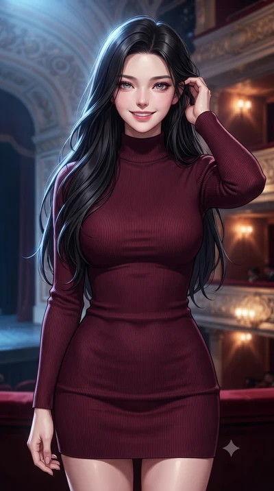 score_9, masterpiece, best quality, ultra-detailed, high-budget anime keyframe, editorial fashion photography, tasteful artistic composition, Korean woman. close-up cowboy shot from the waist and thighs up, the character dominates the composition, fi