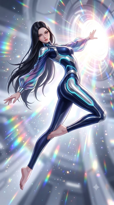 score_9, masterpiece, best quality, ultra-detailed, high-budget anime keyframe, editorial fashion photography, tasteful artistic composition, Korean woman. low angle full-body shot from head to toe showing her feet, filling the entire 9:16 vertical f