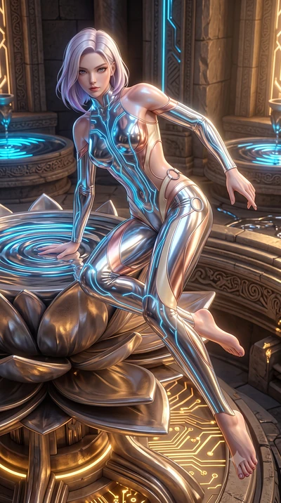 score_9, masterpiece, best quality, ultra-detailed, high-budget anime keyframe, editorial fashion photography, tasteful artistic composition, Caucasian woman. low angle full-body shot from head to toe showing her feet, filling the entire 9:16 vertica